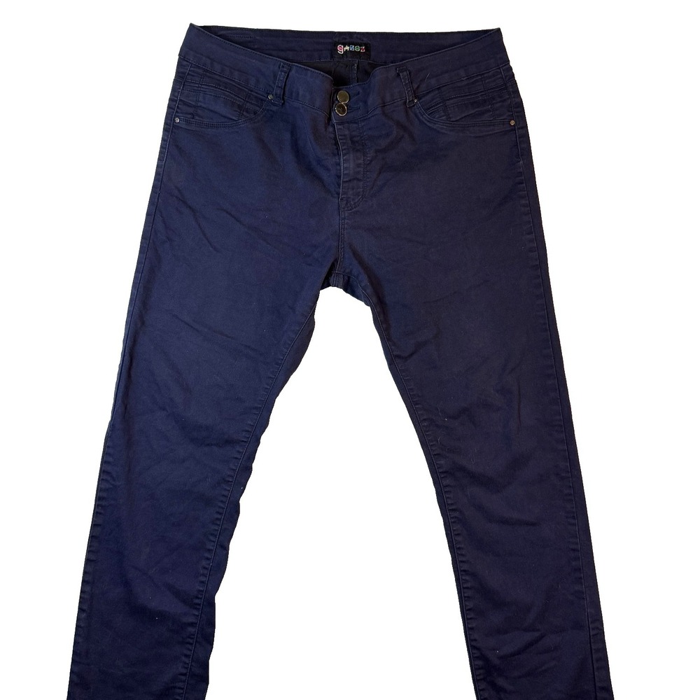 GAZOZ Pants Womens 16 Blue Stretch‎ Jeggings Slim Silhouette Twill Dark Academia